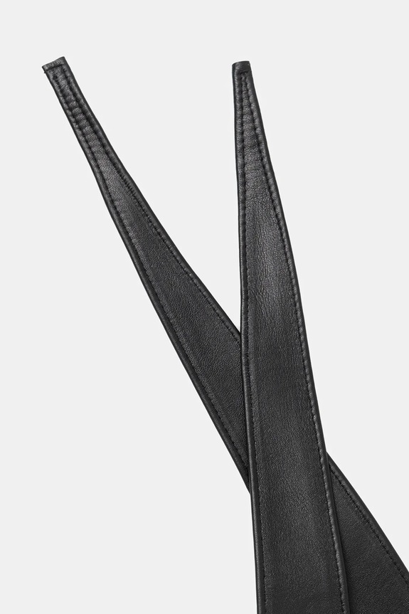 Accesorii Answear.LAB curea de piele P1455.iak negru