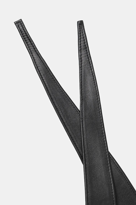 Accesorii Answear.LAB curea de piele P1455.iak negru