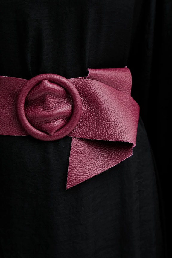 Answear.LAB szeroki pasek damski skórzany 912.iak bordowy