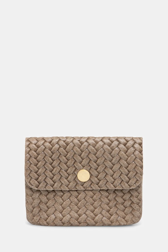 Kožni novčanik Answear.LAB bez uzorka bež M035.plecione.hak