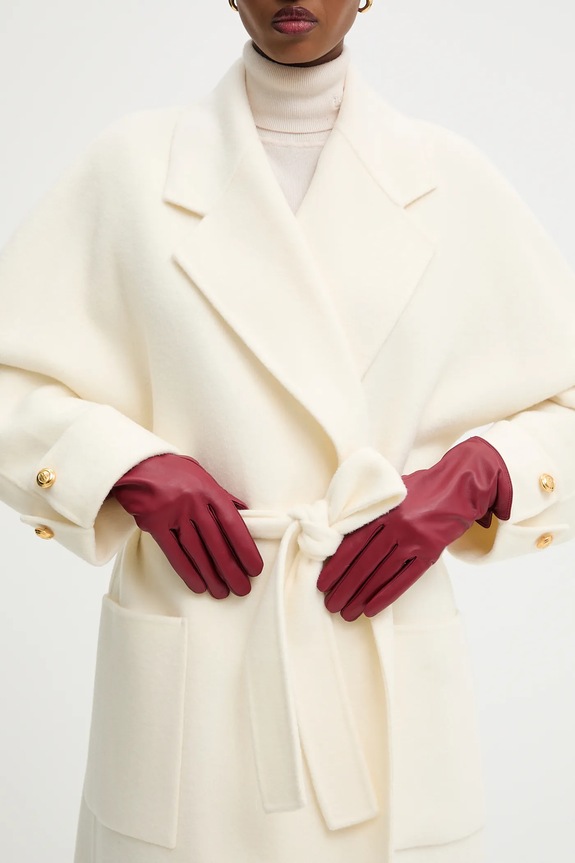 Usnjene rokavice Answear.LAB Zrnato usnje bordo plain glove