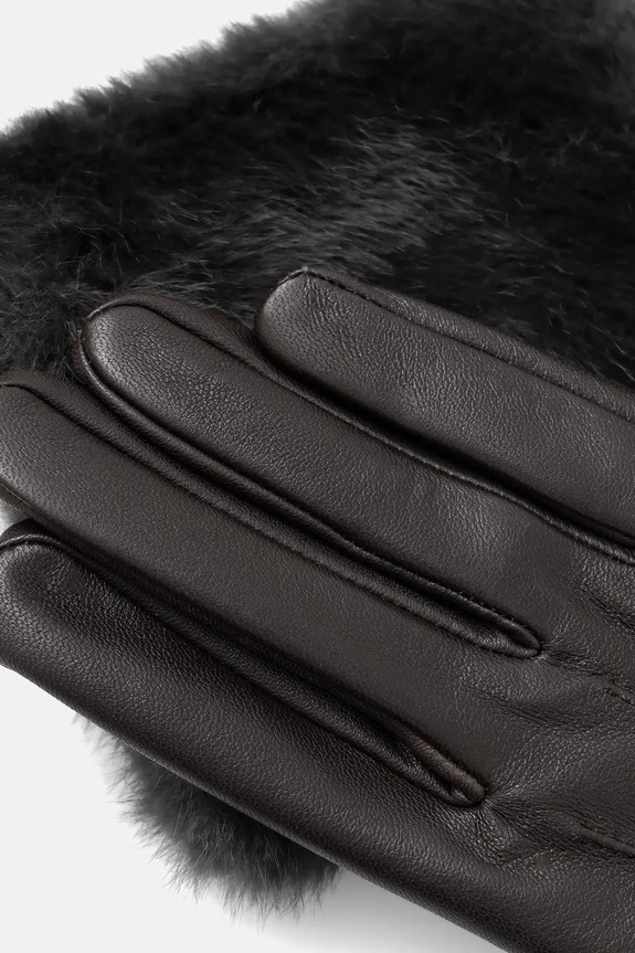 Kožené rukavice Answear.LAB furry long33.choco hnedá WA25