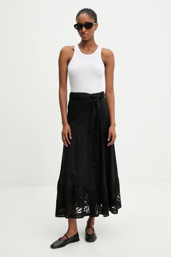 Answear.LAB spódnica bawełniana krispy.skirt.flk czarny WA25