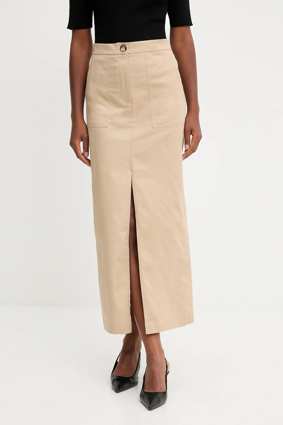 Answear.LAB spódnica z elastanem beżowy LF.040992.TOS