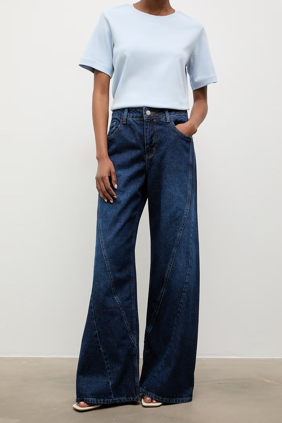 Answear.LAB blugi wide leg pentru femei bleumarin 2923.tos