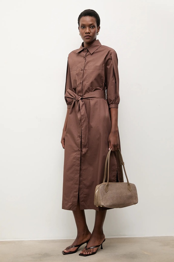 Хлопковое платье Answear.LAB casual коричневый PK9012