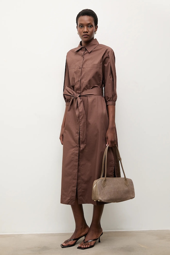 Хлопковое платье Answear.LAB casual коричневый PK9012
