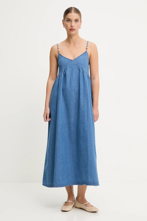 Answear.LAB rochie jeans midi albastru sng.151