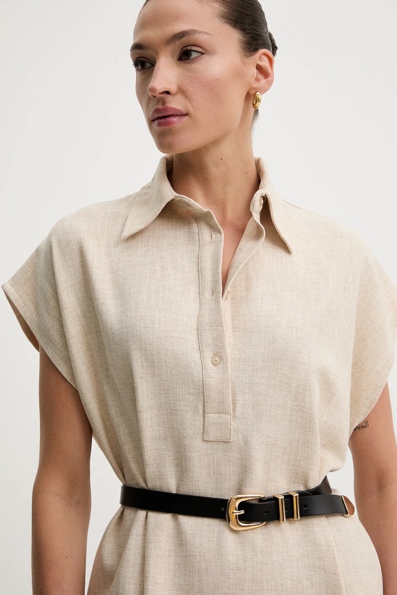 Answear.LAB vestito in lino beige sng.152