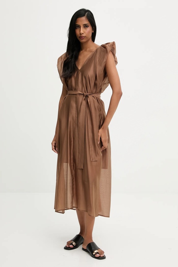 Answear.LAB rochie midi maro B9828.BR.ILK