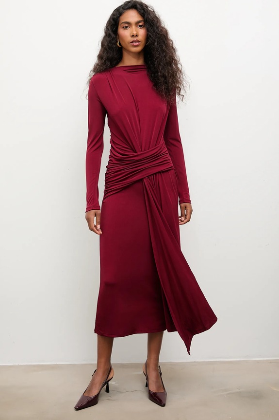 Answear.LAB rochie maxi burgundia 1251.IOS