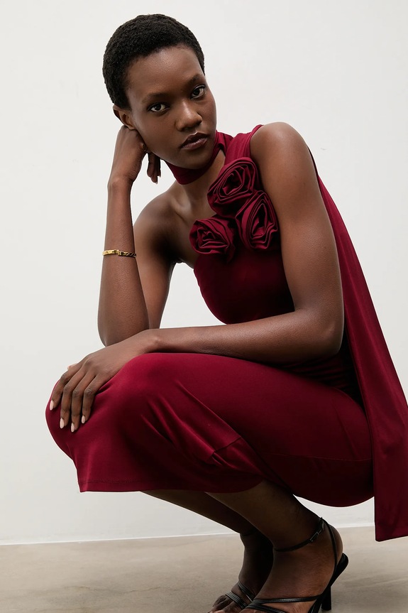 Φόρεμα Answear.LAB ύφασμα μπορντό 987.tos