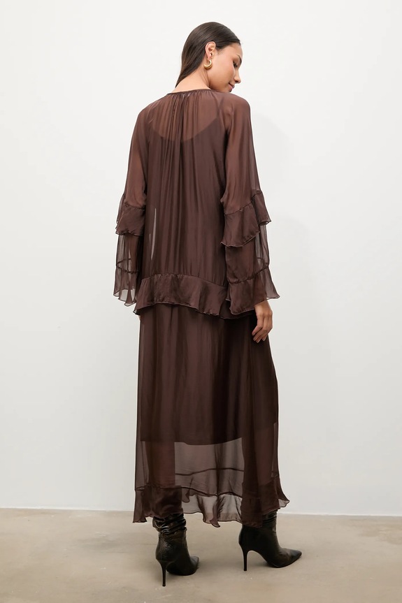 Odzież Answear.LAB sukienka z jedwabiem D10593.hak brązowy