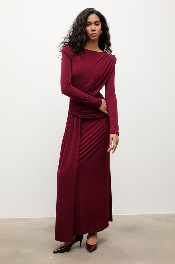 Answear.LAB rochie maxi burgundia sng.101.tos