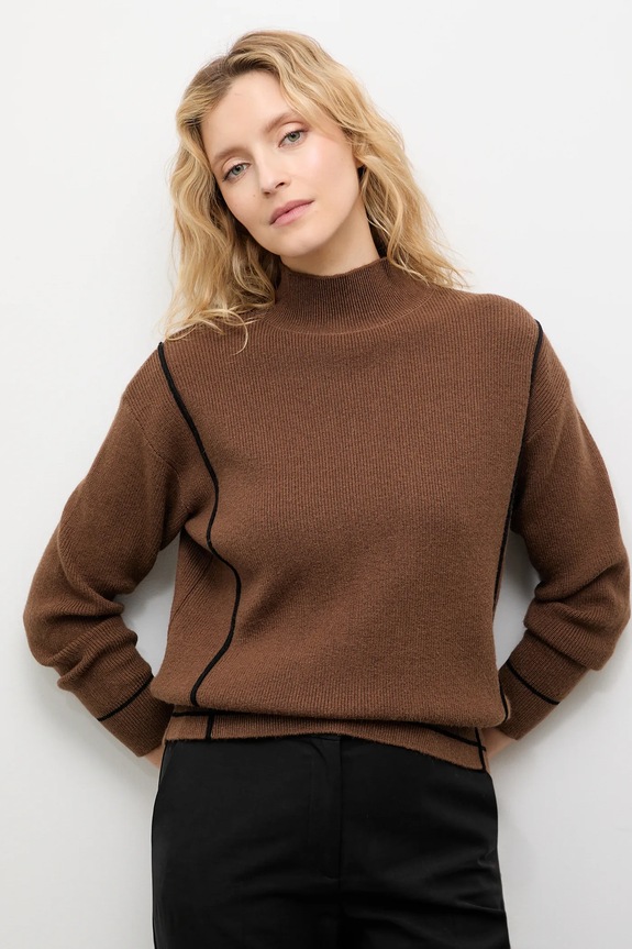 Answear.LAB sweter z kaszmirem półgolf brązowy 2685.fh