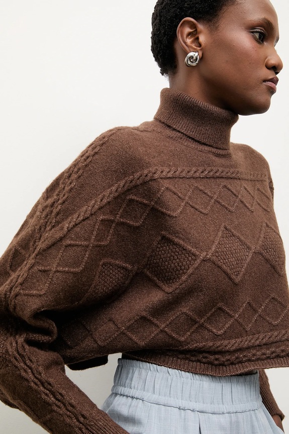Answear.LAB sweter z kaszmirem golf brązowy 2722.fh