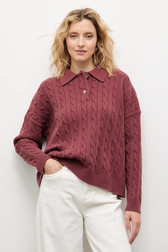 Answear.LAB sweter z kaszmirem zapinany bordowy 2726.fh