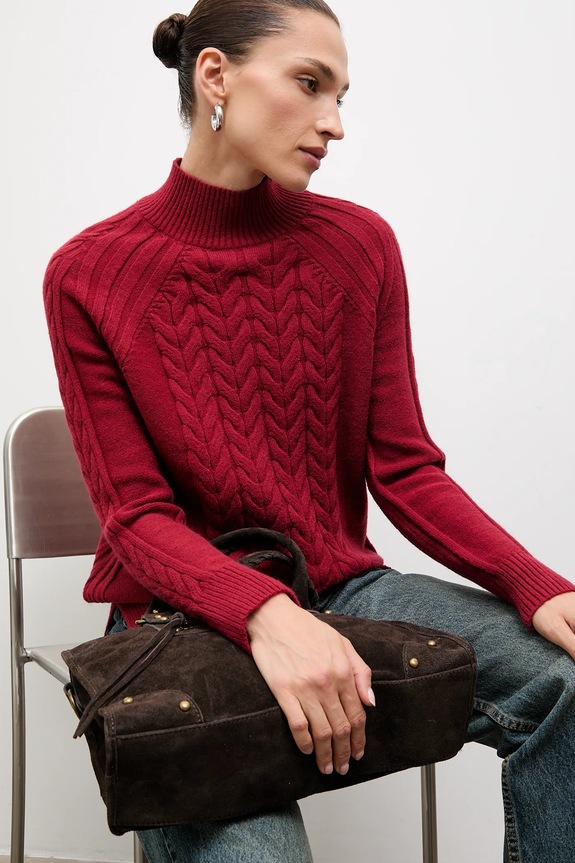 Answear.LAB sweter z kaszmirem półgolf czerwony 2727.fh