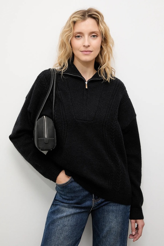 Answear.LAB sweter z kaszmirem zapinany czarny 2713.fh