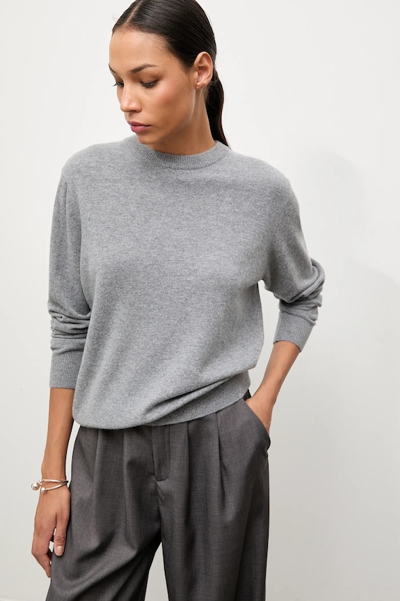 Answear.LAB sweter z wełny merino okrągły szary WA25-SWD021