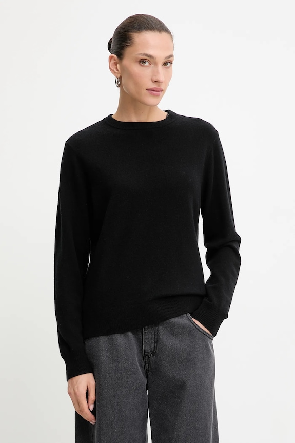 Answear.LAB sweter z wełny merino z szalem czarny WA25-SWD022