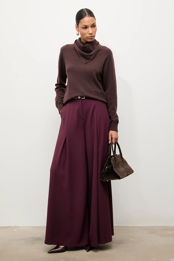 Answear.LAB sweter z wełny merino z apaszką WA25-SWD023 brązowy WA25