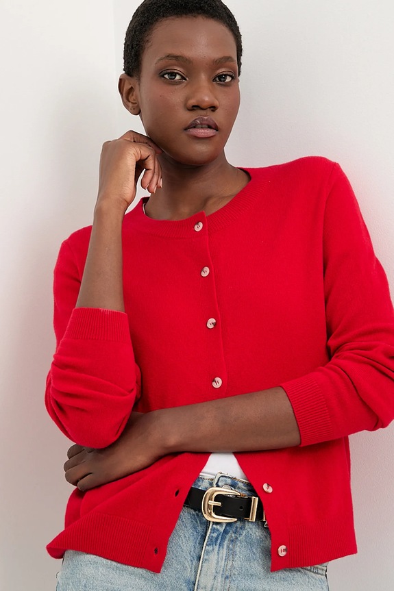 Answear.LAB kardigan z wełny merino wełna czerwony WA25-SWD024
