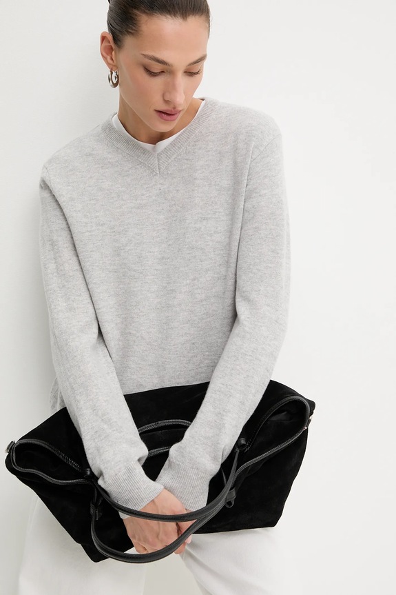 Answear.LAB sweter z wełny merino szpic szary WA25-SWD027