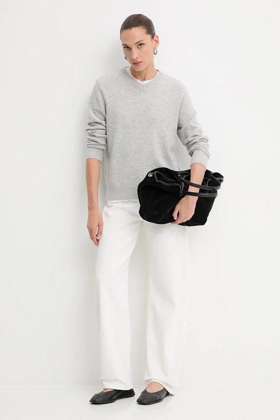 Answear.LAB sweter z wełny merino WA25-SWD027 szary WA25