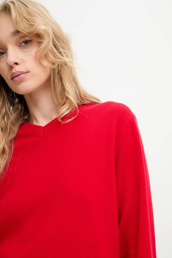 Answear.LAB sweter z wełny merino szpic czerwony WA25-SWD027