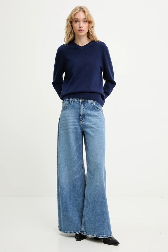 Answear.LAB sweter z wełny merino WA25-SWD027 granatowy WA25