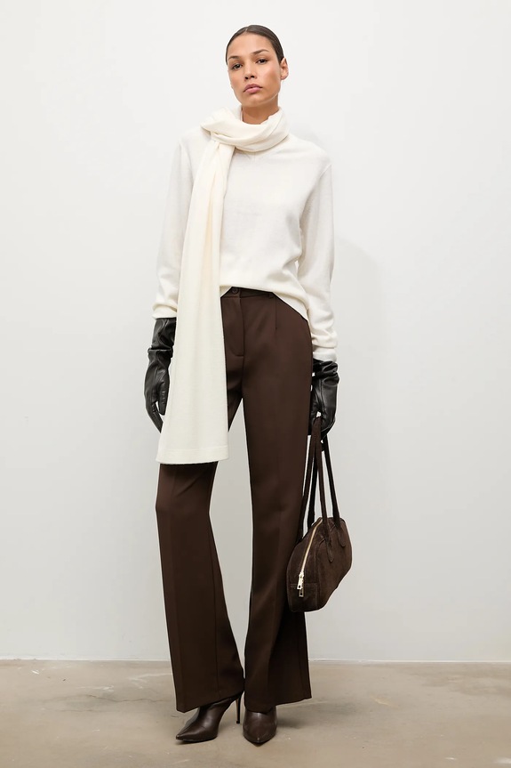 Answear.LAB sweter z wełny merino z szalem WA25-SWD028 beżowy WA25