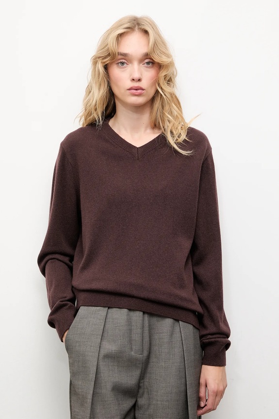Answear.LAB sweter z wełny merino z szalem brązowy WA25-SWD028