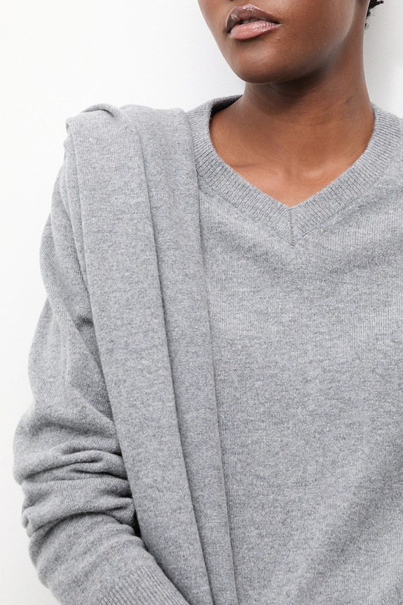 Answear.LAB sweter z wełny merino z szalem WA25-SWD028 szary