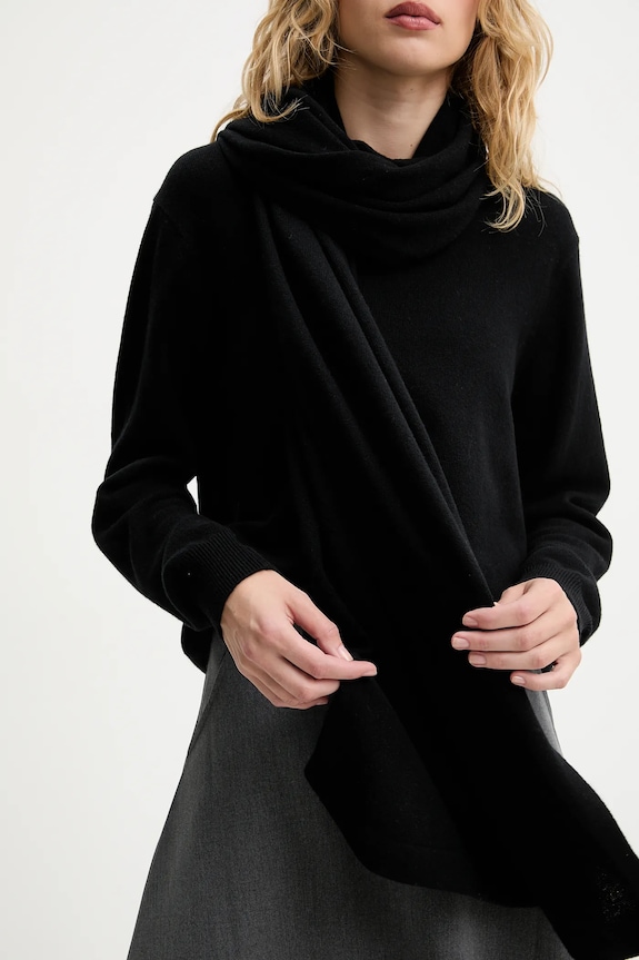 Answear.LAB sweter z wełny merino z szalem czarny WA25-SWD028