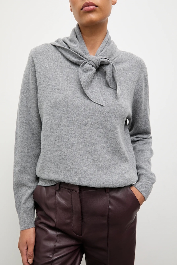 Answear.LAB sweter z wełny merino z apaszką WA25-SWD029 szary WA25