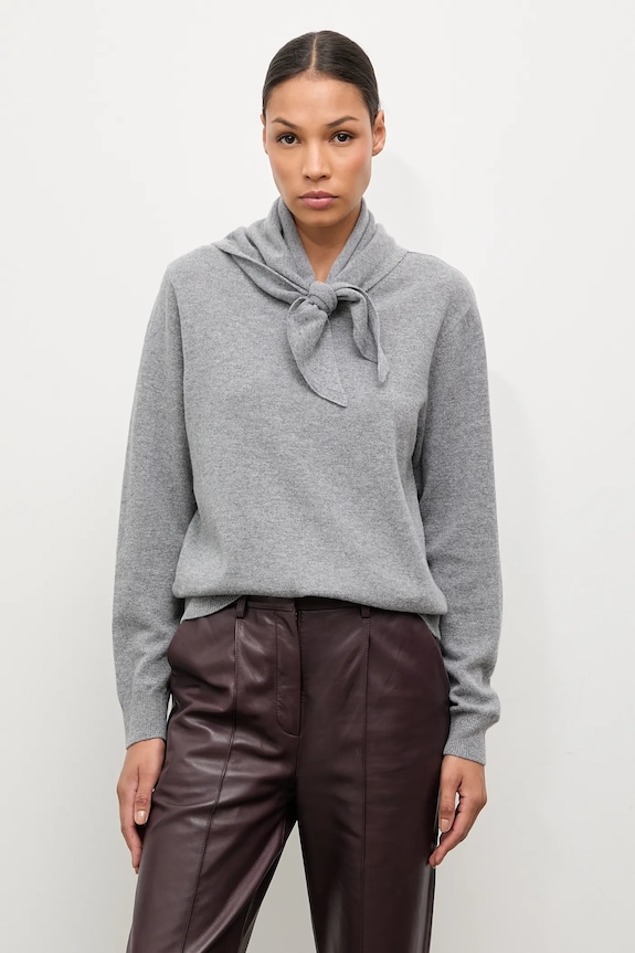 Answear.LAB sweter z wełny merino z apaszką szary WA25-SWD029