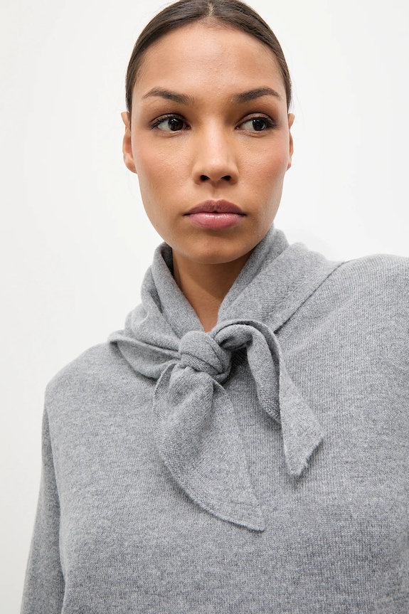 Answear.LAB sweter z wełny merino z apaszką WA25-SWD029 szary