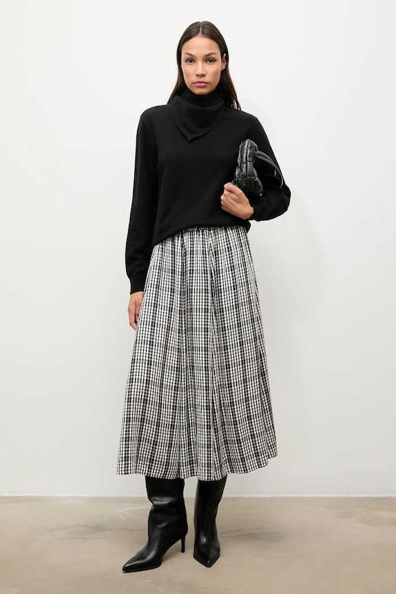 Answear.LAB sweter z wełny merino z apaszką WA25-SWD029 czarny WA25