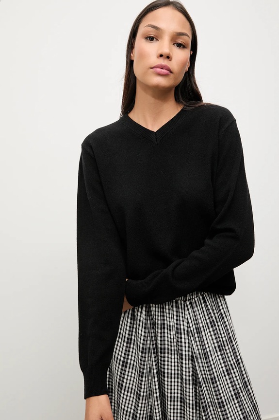Answear.LAB sweter z wełny merino z apaszką WA25-SWD029 czarny