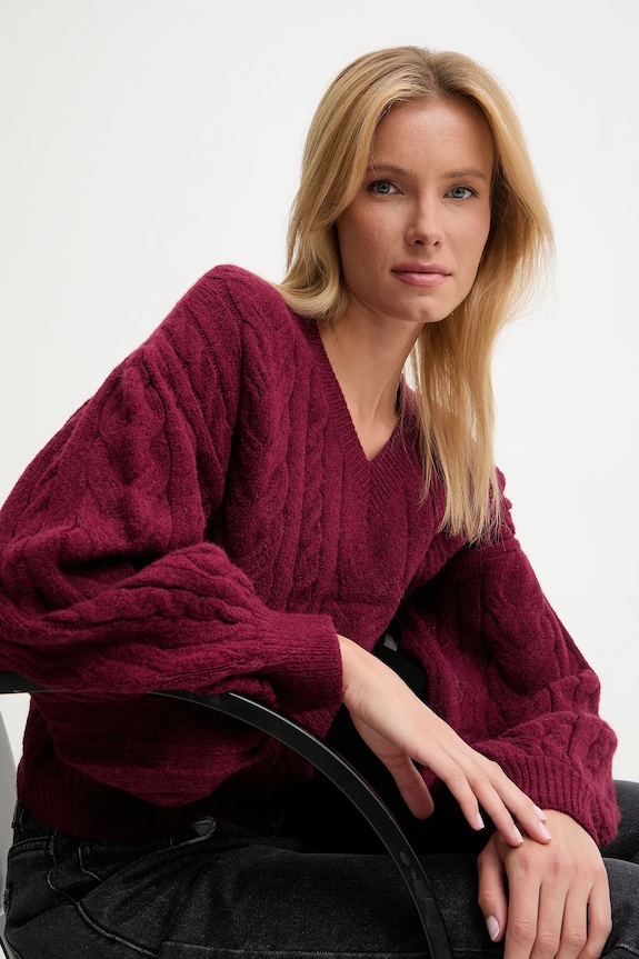 Answear.LAB sweter z wełną szpic bordowy lu4410.fh