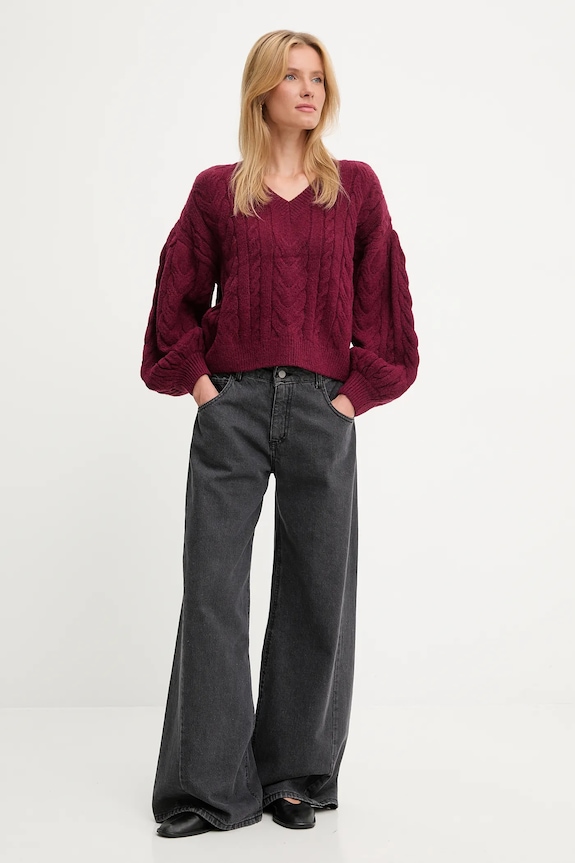 Answear.LAB sweter z wełną lu4410.fh bordowy WA25