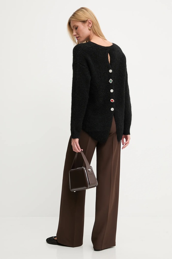 Answear.LAB sweter z wełną aplikacja czarny 2521.FH
