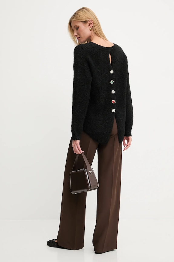 Answear.LAB sweter z wełną aplikacja czarny 2521.FH