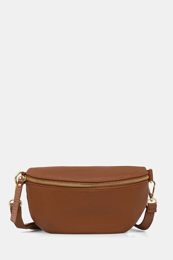 Answear.LAB Τσαντάκι μέσης γυναικείο δερμάτινο λείο δέρμα καφέ 565.hak