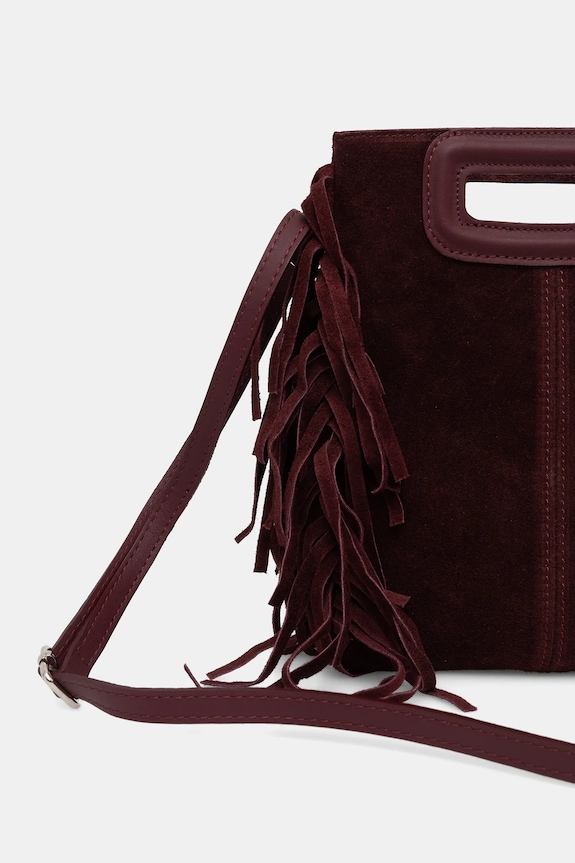 Accesorii Answear.LAB geanta de mana din piele intoarsa m.0719.hak burgundia