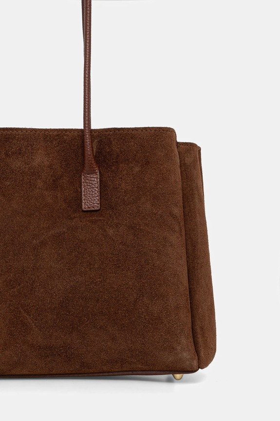 Accesorii Answear.LAB geanta de mana din piele intoarsa Modelo 1.9.1 maro