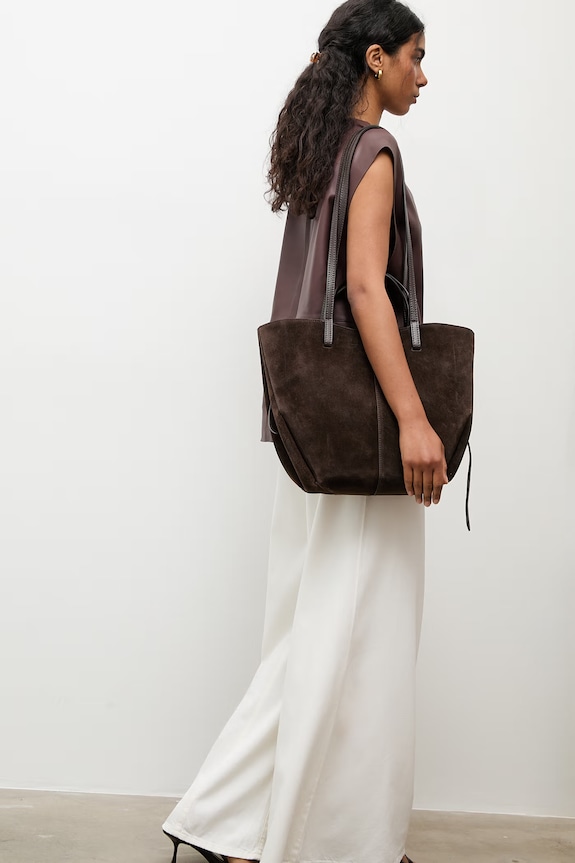 Answear.LAB Shopper γυναικεία δερμάτινη λείο δέρμα καφέ C00003-G.ISR