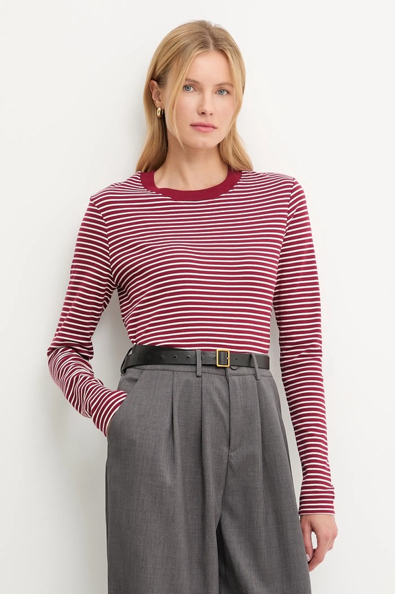 Βαμβακερή μπλούζα με μακριά μανίκια Answear.LAB κόκκινο KR.6001.TOS