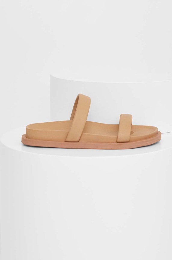 Answear Lab klapki skórzane płaski beżowy 2020.114